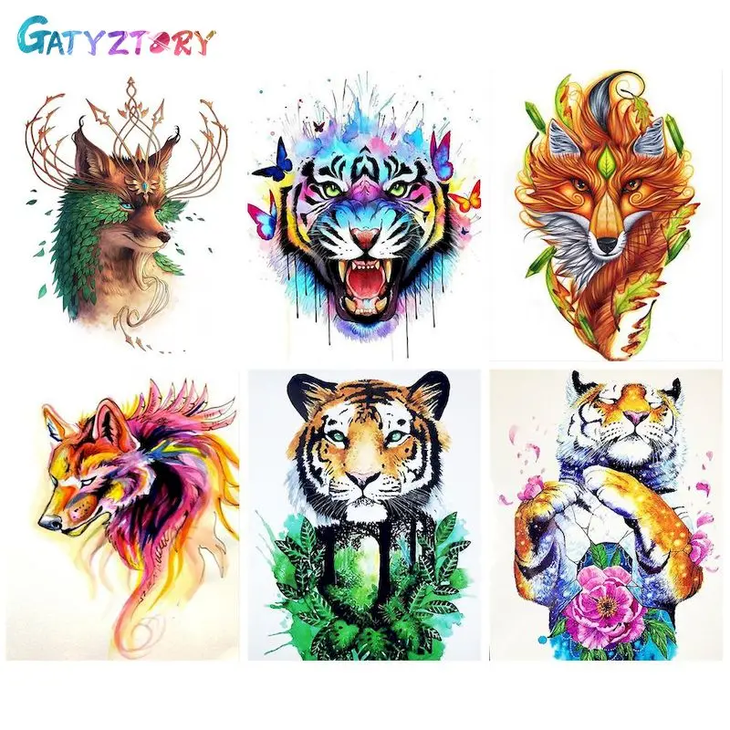 

GATYZTORY 60x75CM Painting By Numbers Animals Canvas Painting Wall Art Diy HandWorks Acrylic Paint For Home Decor