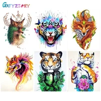 gatyztory 60x75cm painting by numbers animals canvas painting wall art diy handworks acrylic paint for home decor