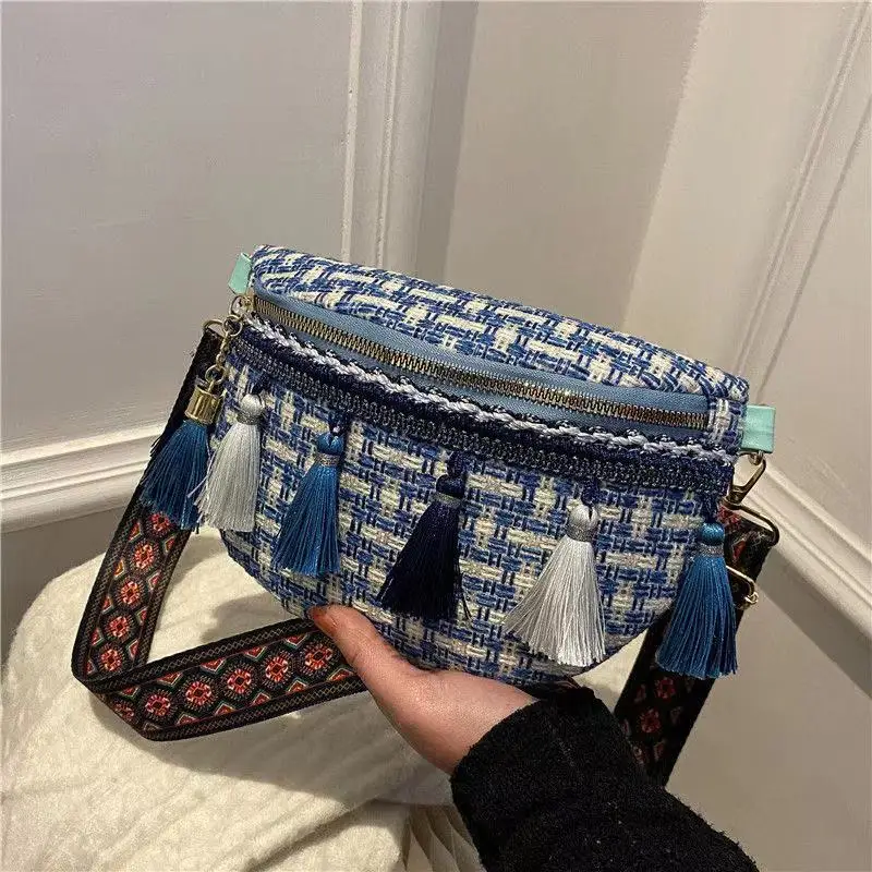 

Женская поясная сумка с кисточками National Wind, модная сумка через плечо с широким ремнем через плечо, забавная вместительная поясная сумка на м...