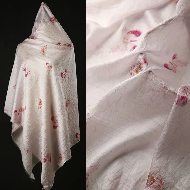 Летняя полупрозрачная жаккардовая ткань для шитья платья акриловая