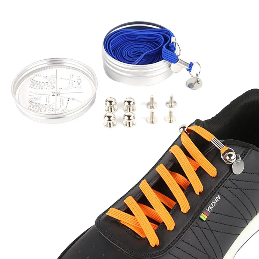 

Metal Shoelaces Elastic Shoe Accessories 1 Pair Laces Candy Color One Hand No Tie Laziness Circle Shoe Accessories