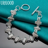 925 sterling silver geometric ot buckle chain bracelet for women men party engagement wedding fashion jewelry