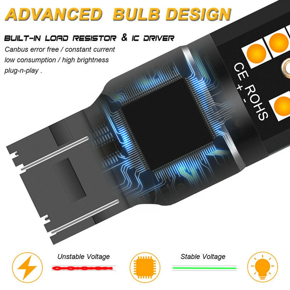 

2x 7443 7440 T20 Anti Hyper Flash Amber LED Turn Signal Light Canbus Error Free Brand New Auto Parts