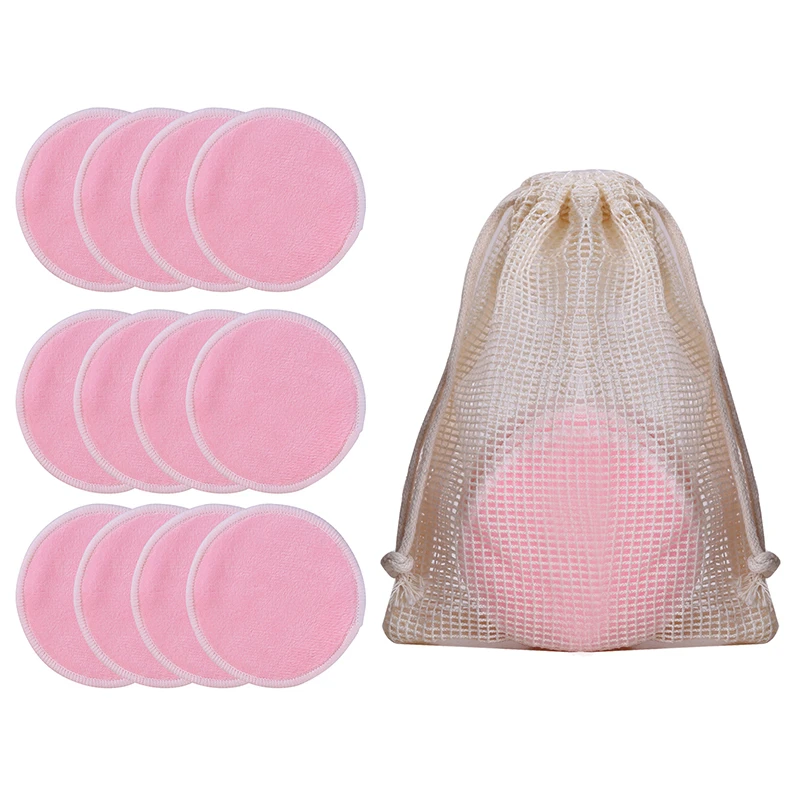

12 Stks/pak Herbruikbare Bamboe Make Up Remover Pad Wasbare Ronde Gezicht Reiniging Katoen Make Up Remover Pad Gereedschap