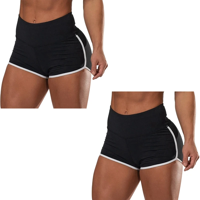 

ASDS-2 Pcs Summer Slip Sport Shorts Compression Workout Shorts Black, L & XL