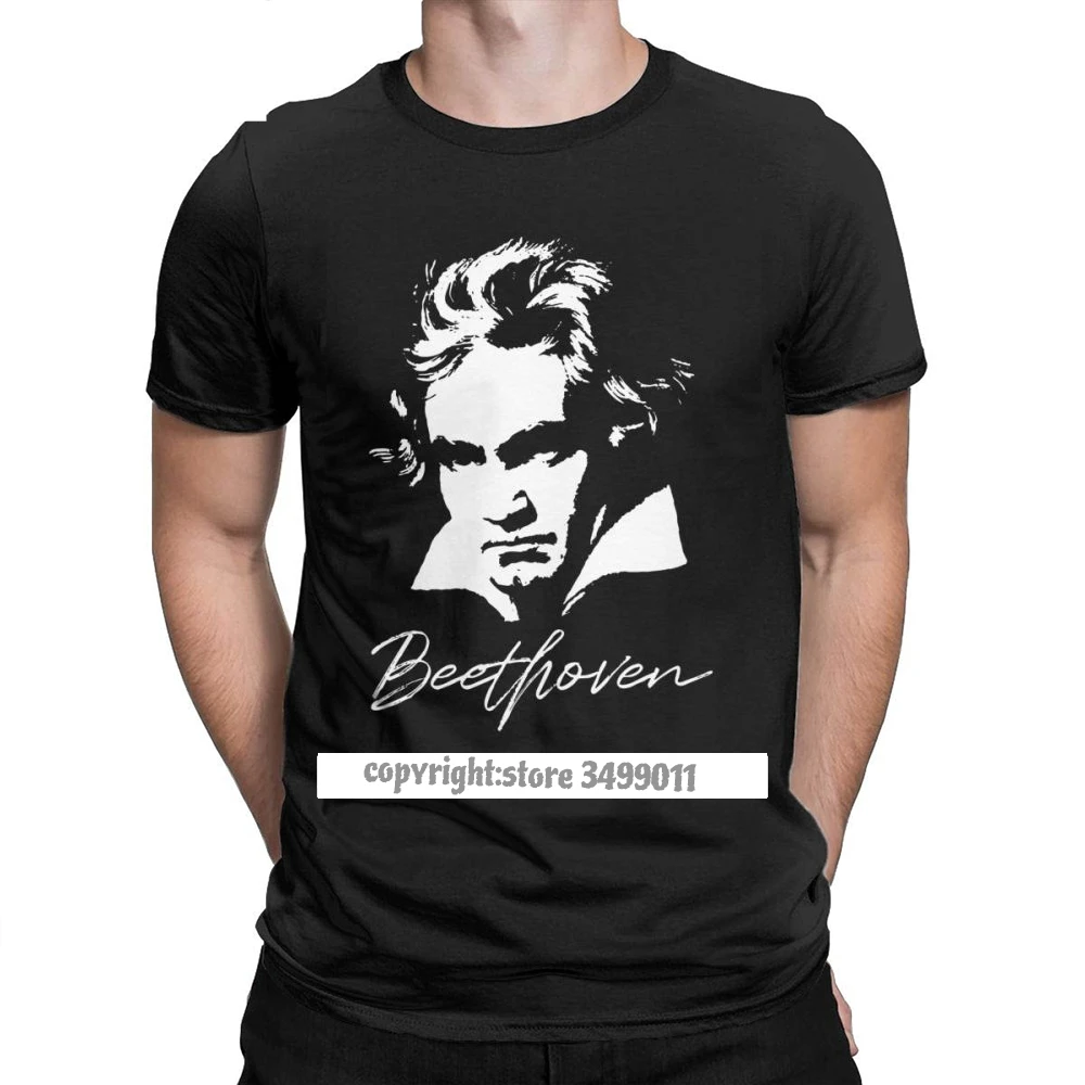 

Men Ludwig Van Beethoven Tshirts Music Classical Composer Novelty Crewneck Fitness Premium Cotton Tees Casual T Shirt