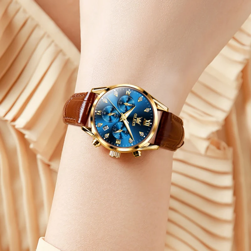 OLEVS Lover Watches Top Brand Luxury Couple Quartz Watch Waterproof Leather Watch Strap Watch for Women and Men Couple Gift