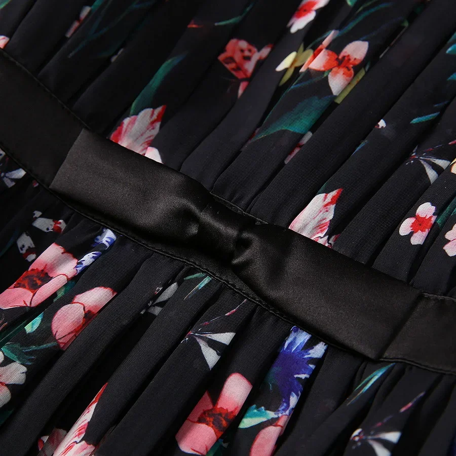 Длинное платье XXL с цветочным принтом новое лето-осень 2024 стильное тяжелое