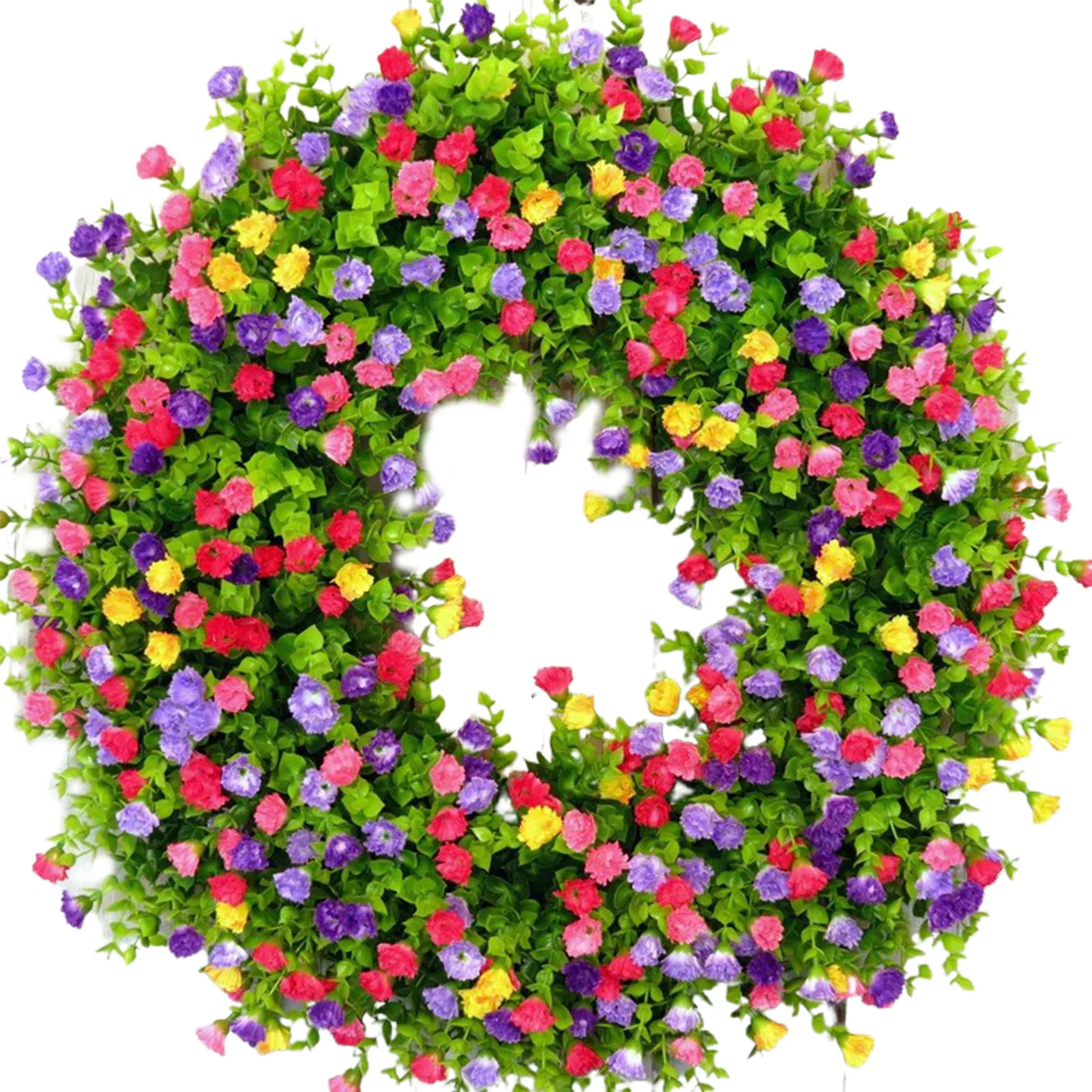 

15in Artificial Flower Wreath Floral Wreath With Green Eucalyptus Leaves Artificial Spring And Summer Wreaths For Front Door
