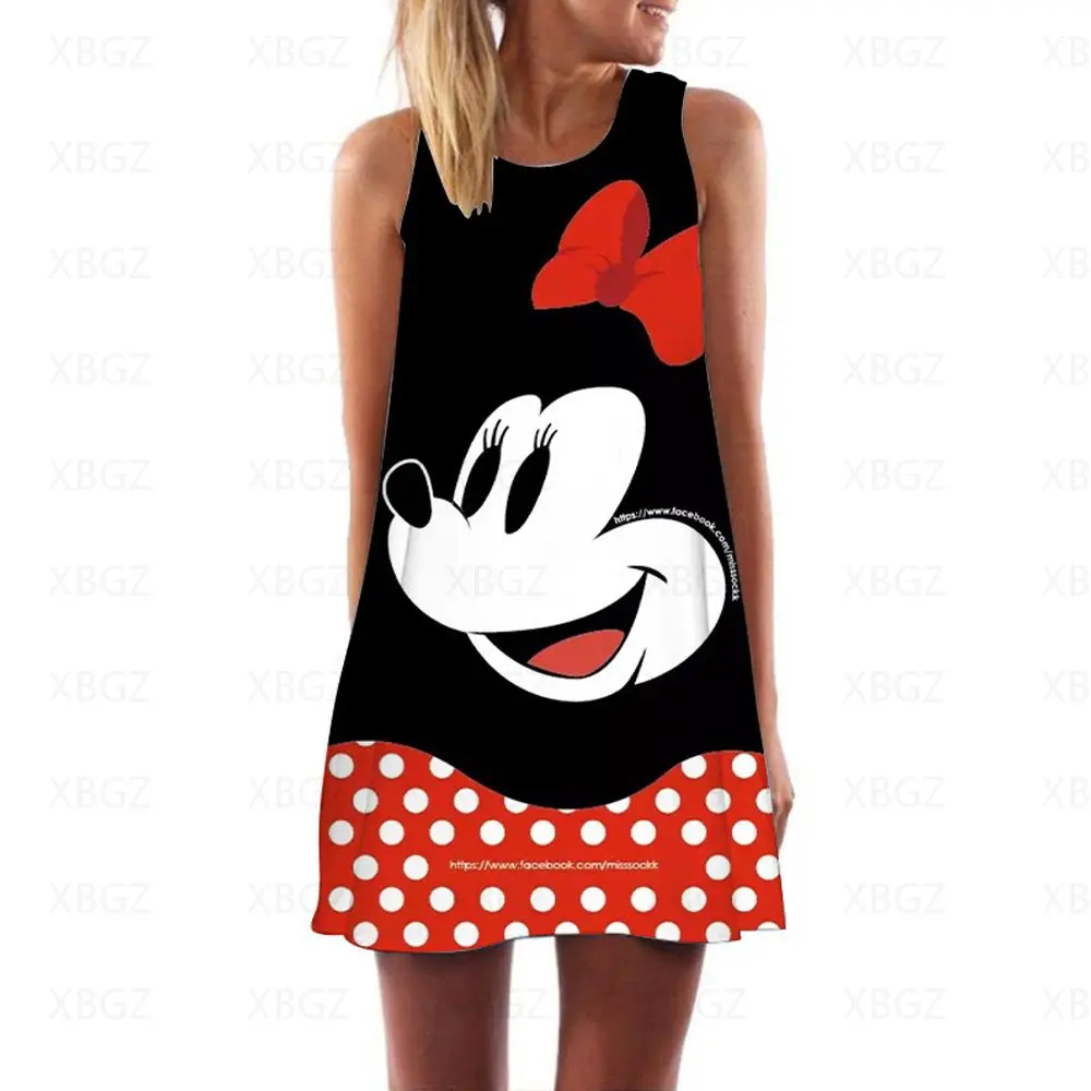

Disney Summer 2022 Mickey Minnie Ladies Loose Boho Sleeveless Fashion Cool Minnie Beach Cartoon Sexy
