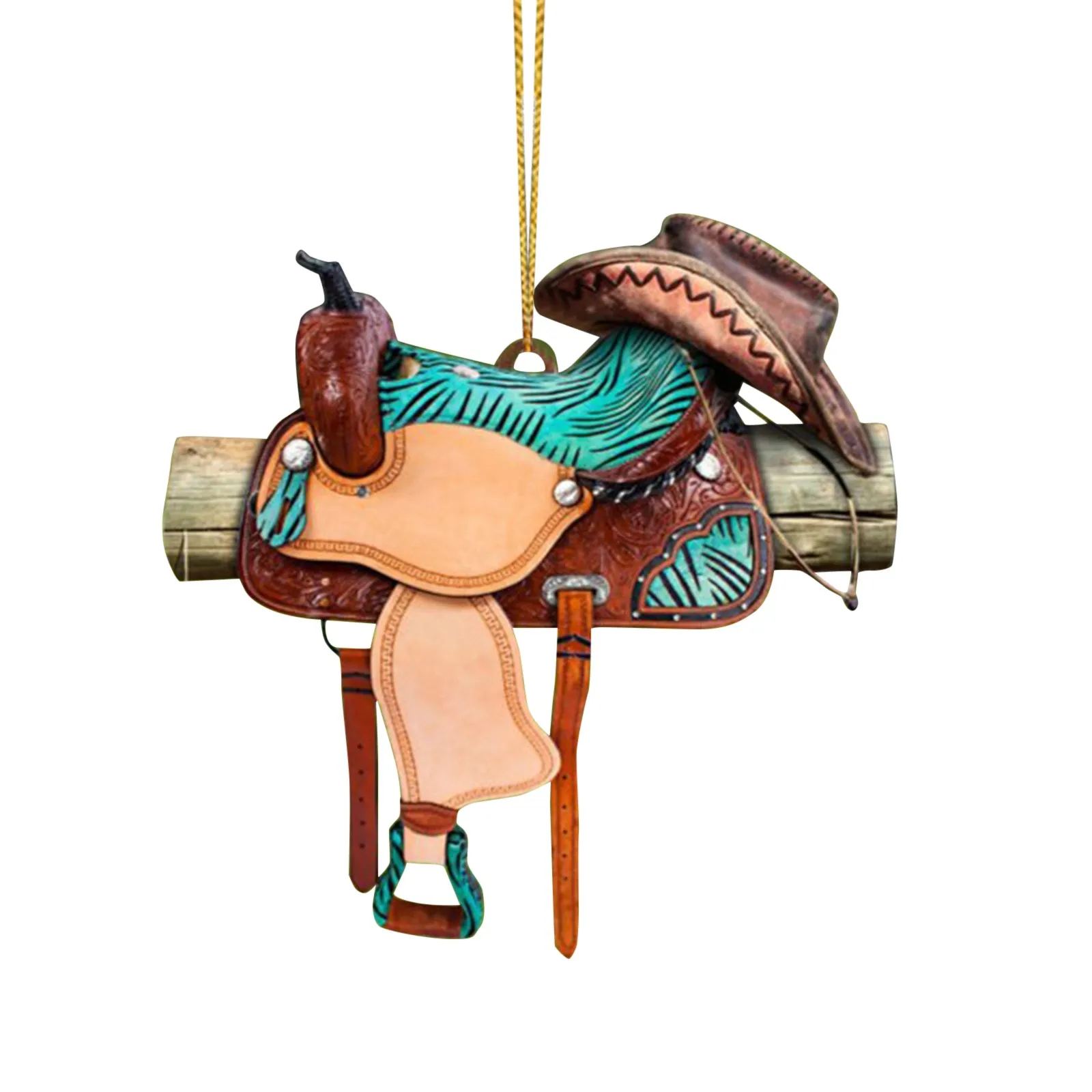 

Horse Pendant Keychain Saddle Acrylic Hanging Ornaments Cowboys Miniature Gift Present Western Home Decoration Tree Car Mirror