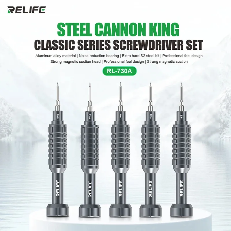 Фото RELIFE RL-730A Отвертка Steel Cannon King Classic Series Сильное магнитное всасывание Очень жесткие инструменты для ремонта стальных бит S2 №2