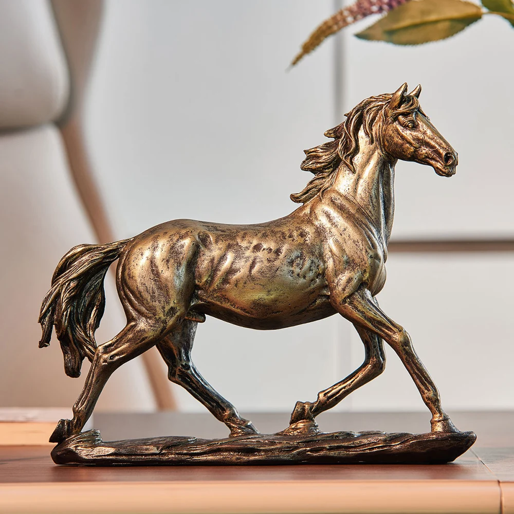 

Конные скульптуры в ретро стиле из смолы, ностальгические животные в скандинавском стиле, украшение для дома, гостиной, стола, фэн-шуй, украш...