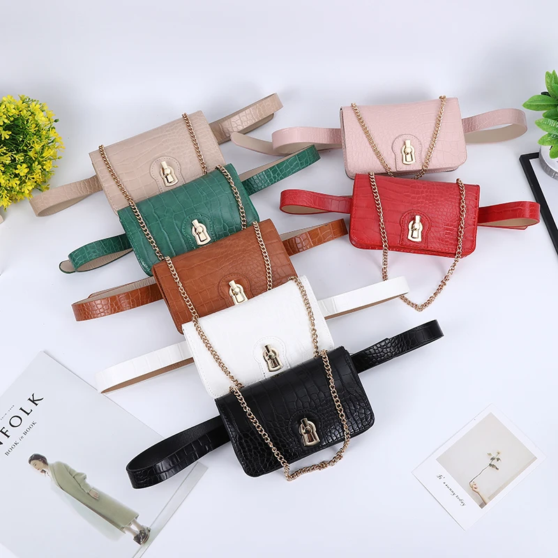 Дизайнерская крокодиловая Женская поясная сумка, смешная сумочка из искусственной кожи на ремне, книжки-кошельки для телефона, нагрудная кросс-боди сумка на цепочке