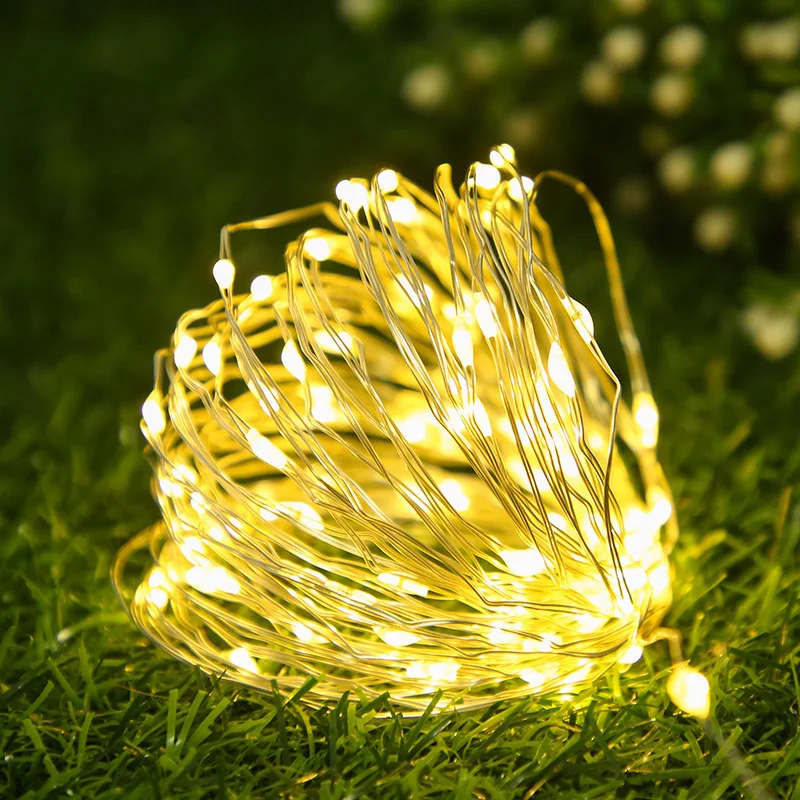 (5M) LED Copper Wire String Lights Battery Powered Garland Fairy Lighting Strings for Holiday Christmas Wedding Party Decoration
