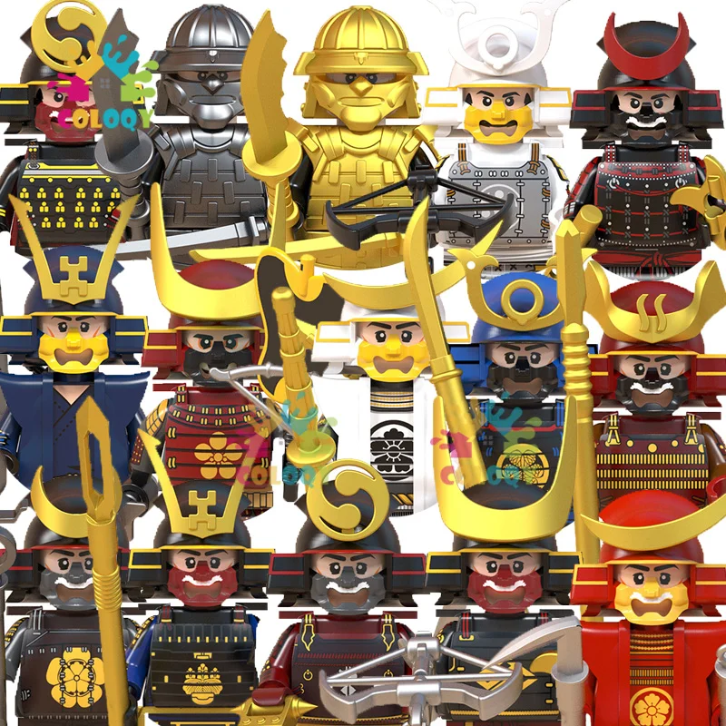 Детские игрушки конструктор Самурай солдаты Мини фигурки шлем броня стрельба из