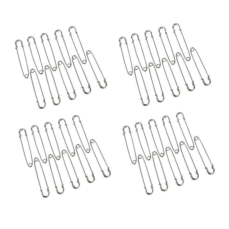 

40 PCS 4 Inch Large Metal Safety Pin--Big And Strong Enough To Hold Heavy-Weight Fabrics And Materials Canvas, Leather