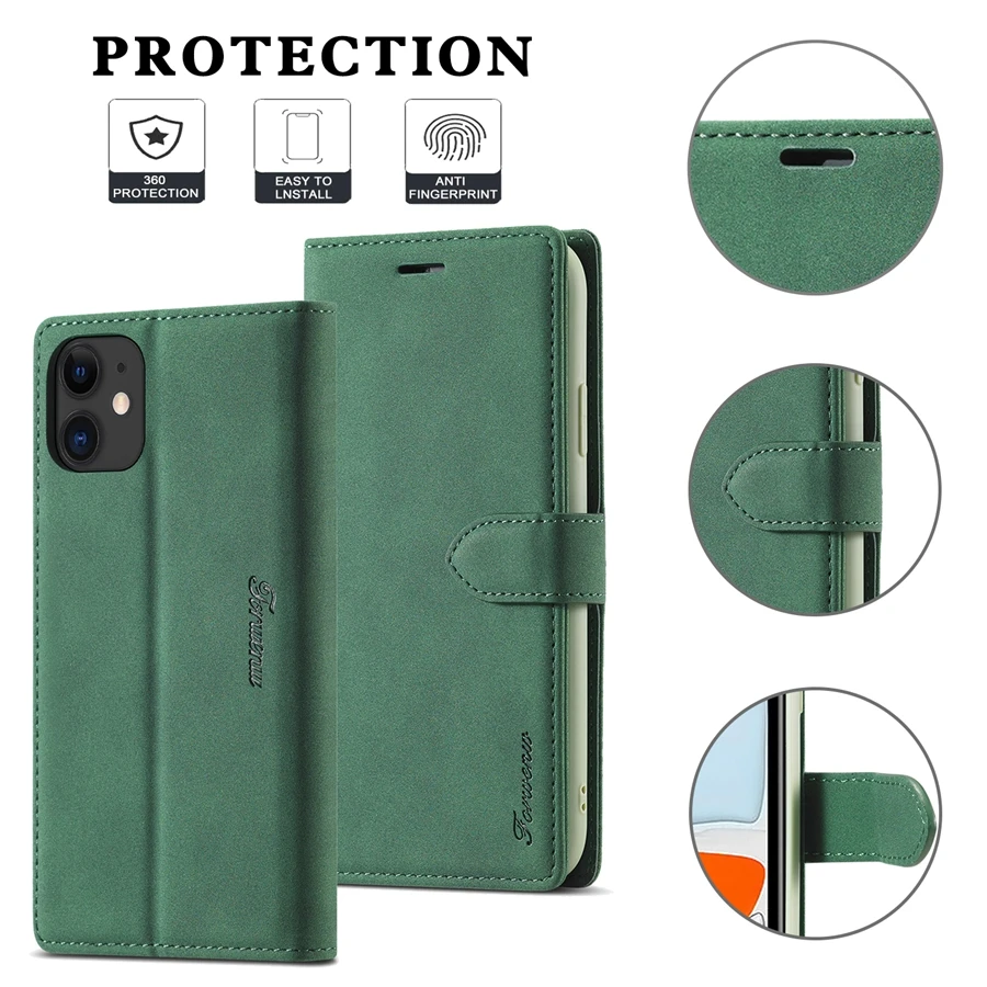 Роскошный противоударный кожаный чехол Wallte для iPhone 14 Pro Max 13 12 11 SE 2022 X XR XS 8 7 6 6S Plus -