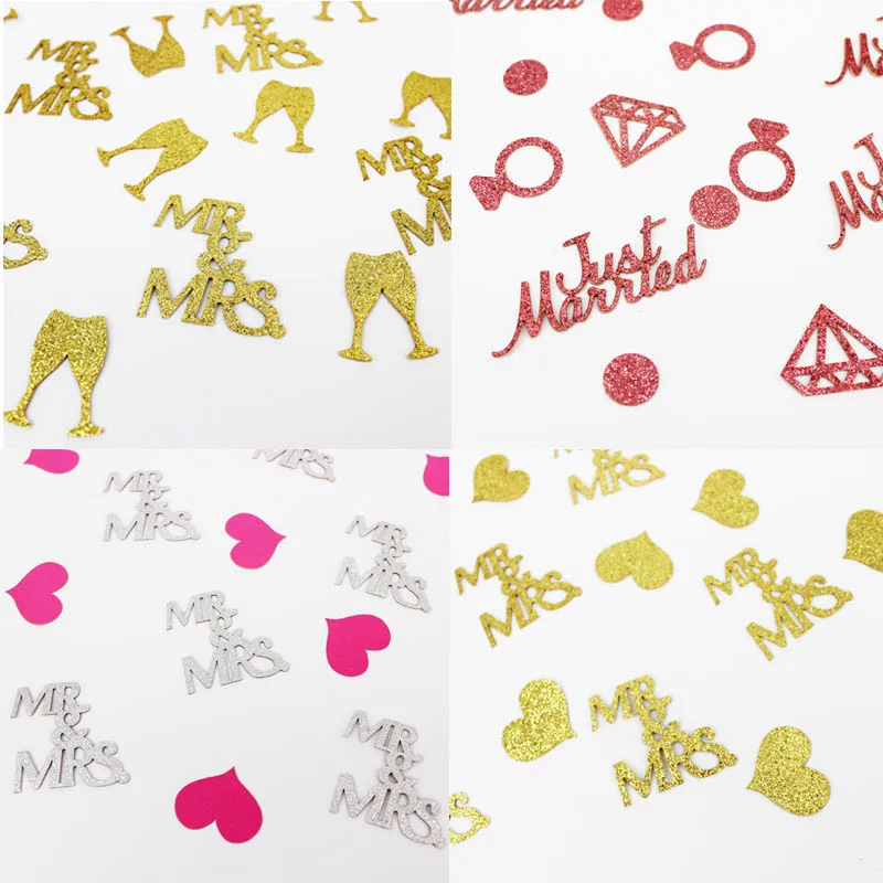 50pcs/lot Mr&ampMrs Confetti Wedding Decorations Just Married Glitter Rose Gold Decoration Mr and Mrs Bride To Be |