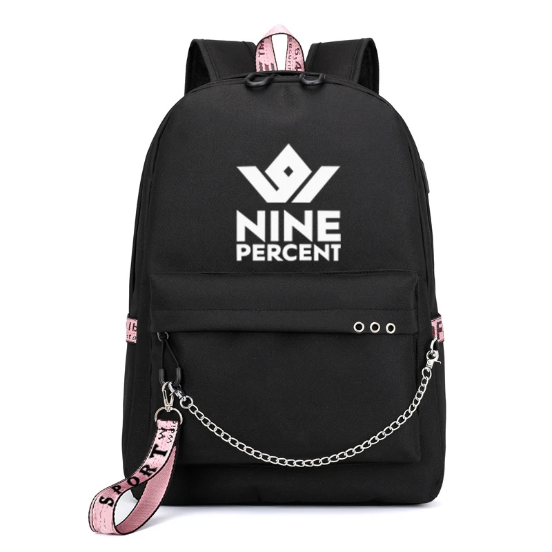Nine Percent IKun Stars Fans USB Backpack School Bags Mochila Travel Laptop Chain Headphone Port