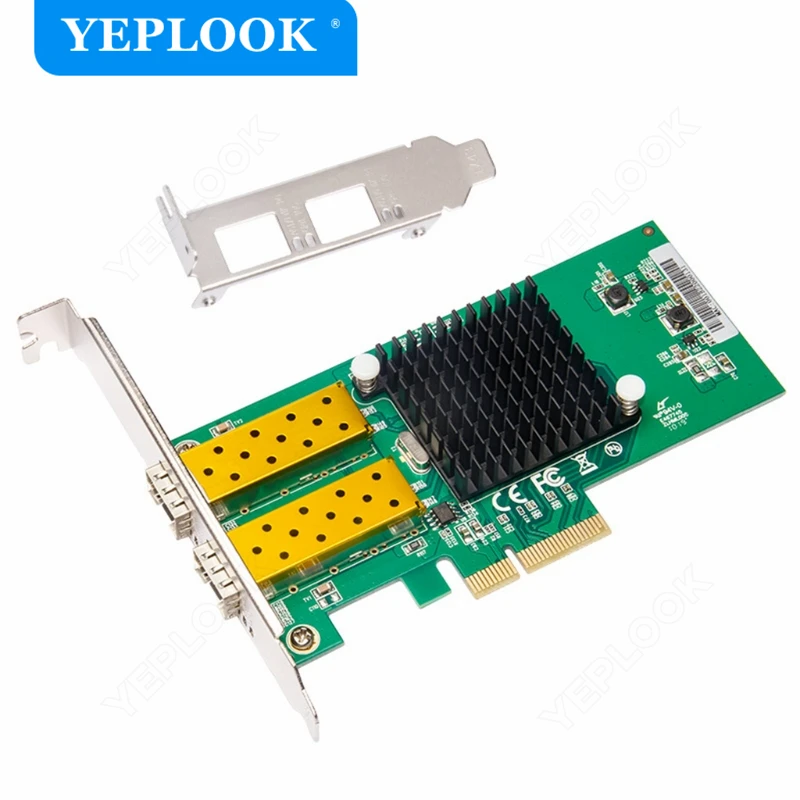 2 Port SFP Network Card PCIe 4X 1000Mbps 1G Fiber Optic Gigabit Ethernet Lan Adapter for Desktop Server Card Chipset Intel 82576