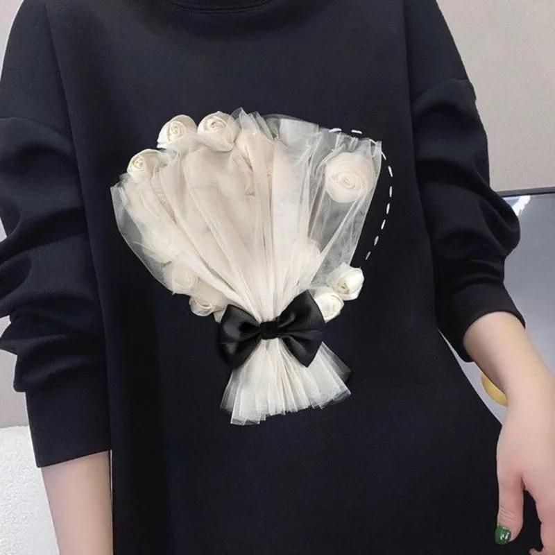 Толстовка платье спортивный костюм Женская Повседневная Однотонная футболка с