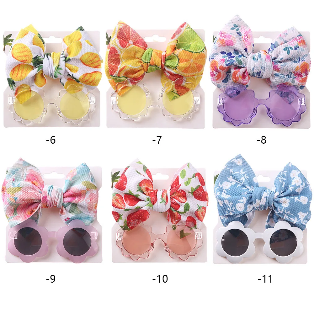 2PCS/Pack Baby Headband Flower Sunglasses Kids Headwear Baby Girl Hair Accessories Beach Photography Props Toddler Head Bands