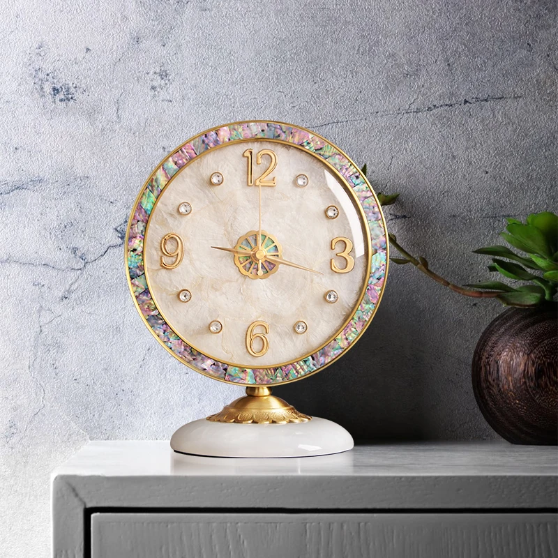 Латунные маленькие настольные часы украшение для дома с орнаментом креативные