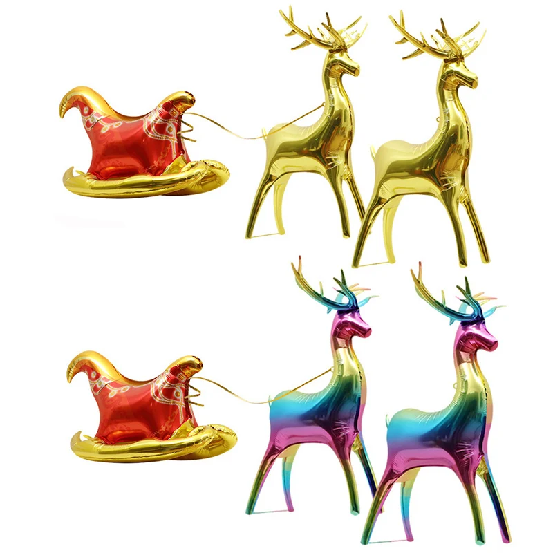 

Christmas Balloons Standding Elk Snowman Santa Claus Xmas Tree Foil Balloons 4D Animal Balloon Xmas Party New Year Decor Supplie