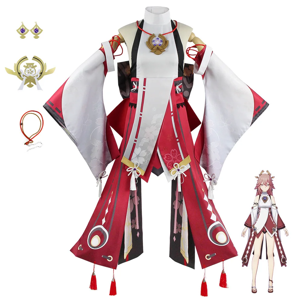

2022 anime cosplay genshin cosplay costumes yae miko full set genshin impact yae miko stage performance cosplay costume q265