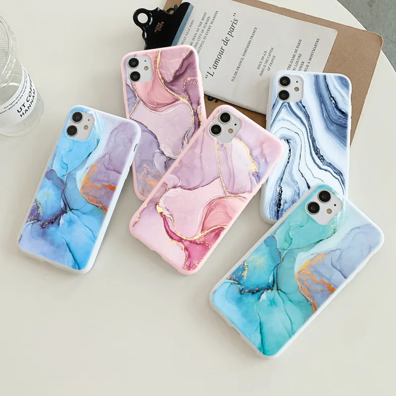 

Luxury Marble Phone Case For Samsung Galaxy A51 A50 A70 A71 A32 A52 A21S A52S A72 A12 M12 A05S A30S TPU Soft Silicone Back Cover