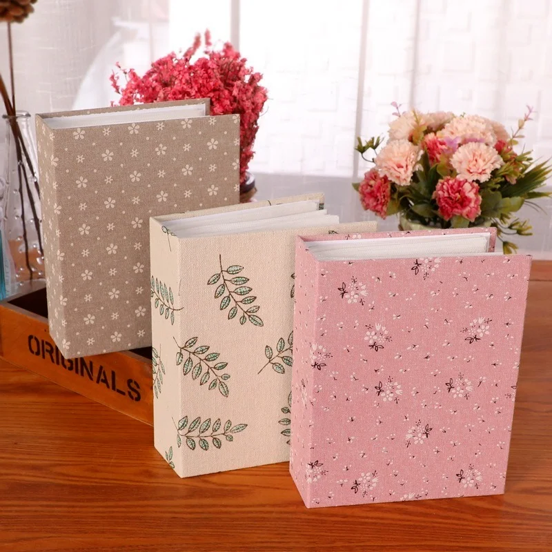 

6Inch 100PCS Fresh Floral Cloth Cover Small Album Insert Children's Photo Studio Album Photo Anniversary Celebration Photo Book