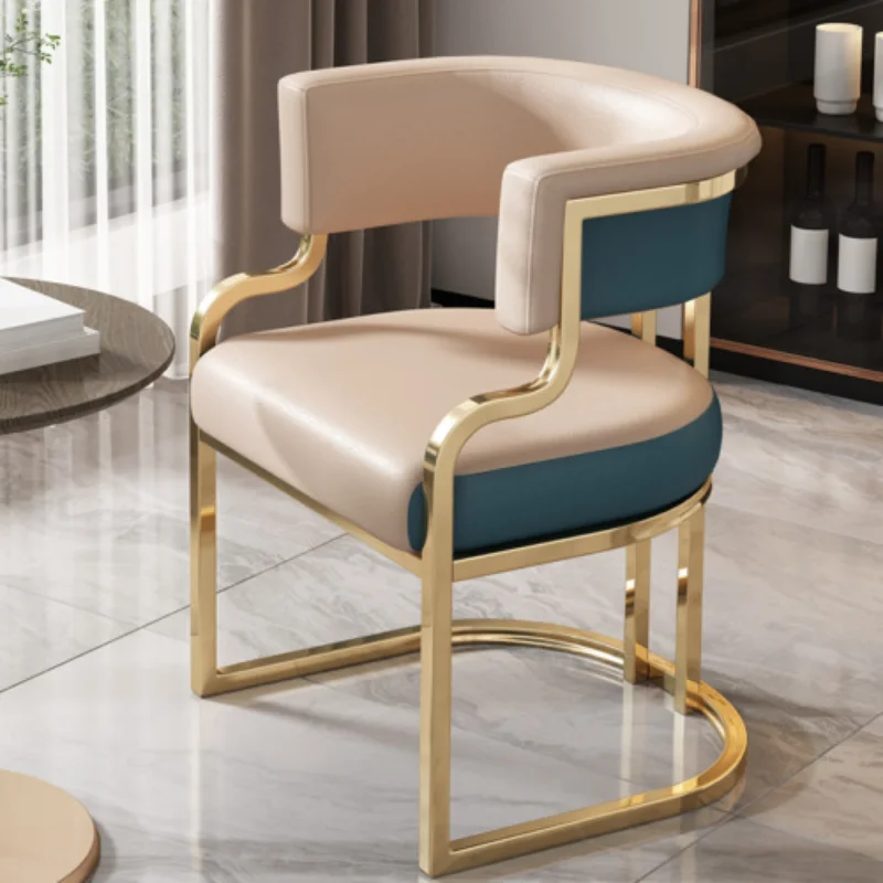 

Designer Comfortable Dining Chairs Gold Legs Leather Ergonomic Dining Chairs Fashion Nordic Elbow Support Sillas Household Items