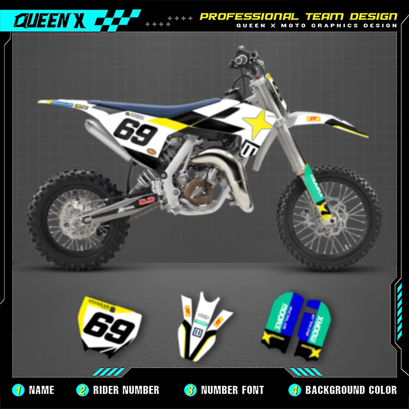 Фото Наборы наклеек с графикой для мотоцикла Queen X MOTOR для Husqvarna TC 65 2016 2017 2018 2019 2020 2021 2022 2023 007 №2