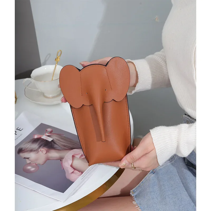 Сумка для телефона со слоном из натуральной кожи женская летняя модная