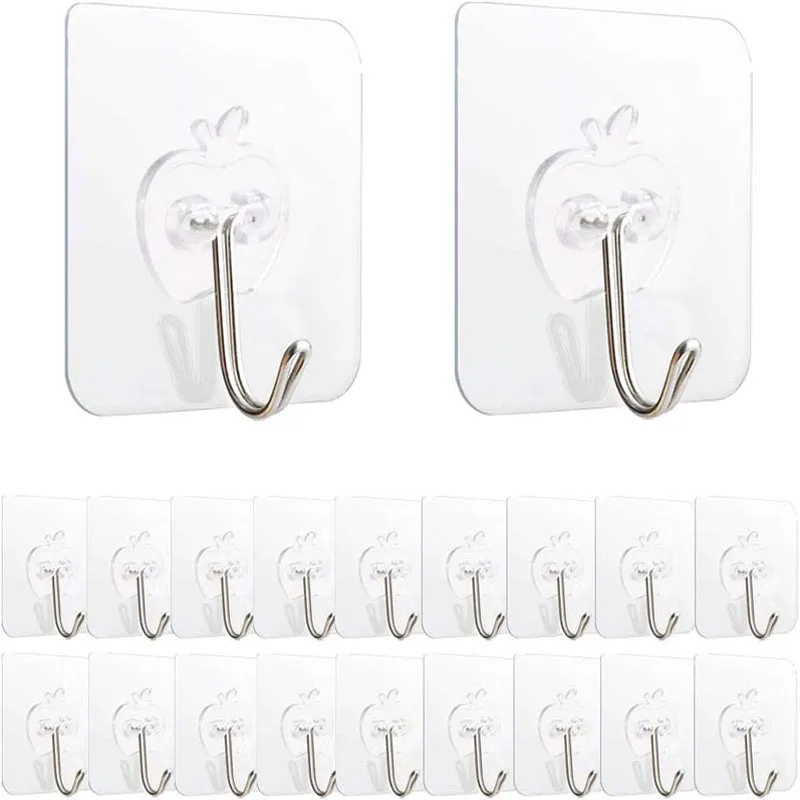 

20Pcs Hook Sticky Hook Strong Sticky Wall Kitchen Wall Mounted Bedroom Multifunctional Paste Free Punch Wall Plug Wall Clothes
