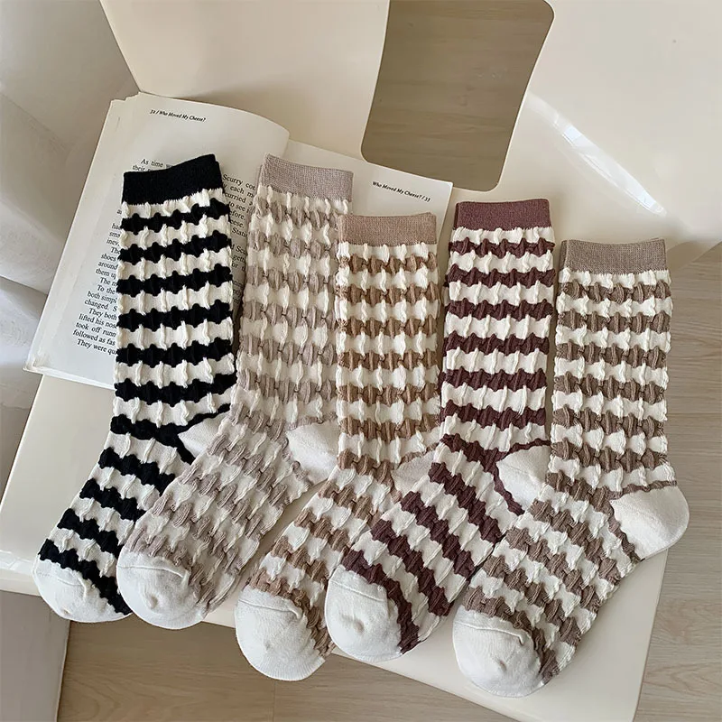 

Striped Socks Women Autumn Winter Fashion College Style School Girls Long Socks Color Matching Harajuku Vintage Streetwear Socks