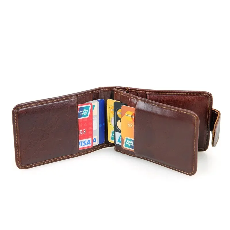 

Vintage Genuine Leather RFID Blocking Card Holder Wallet for Men Cow Leather Credit Cards Business Purse Bifold Hasp Card Cover