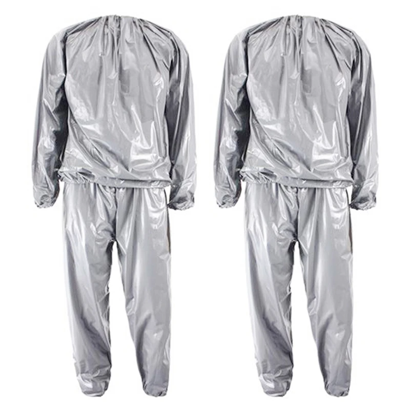 

2X Heavy Duty Fitness Weight Loss Sweat Sauna Suit Exercise Gym Anti-Rip Silver XXXL