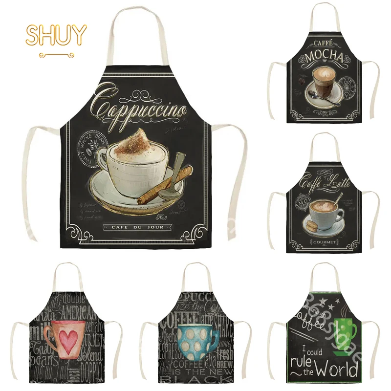 

Coffee Pattern Apron Cafe Restaurant Workwear Chef Cooking Baking Home Housework Cleaning Adults Kids Aprons Parent-child Bib