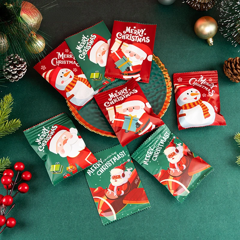 

100 шт., пакеты для печенья «Санта-Клаус»