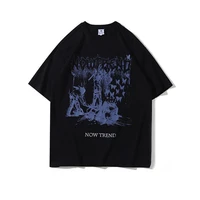 y2k goth retro print t shirt punk harajuku oversized short sleeve tops kpop korean fashion unisex streetwear summer 2022