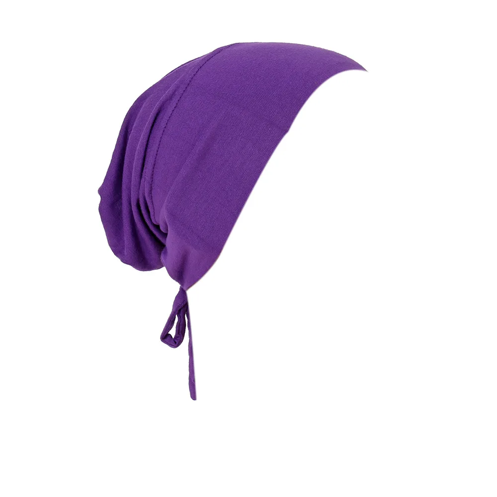 

Women Hijabs Muslim Turban Modal Scarf Lady Bonnet Solid Color Cap Monochrome Ethnic Wind Mercerize Cotton Bottom Hat