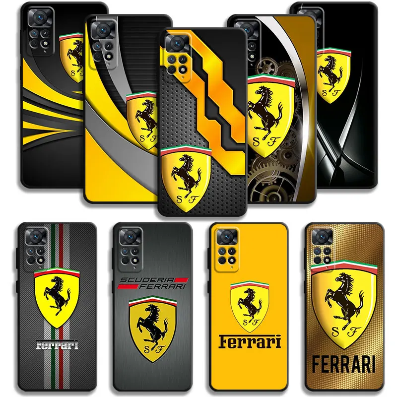 

Чехол для телефона Xiaomi Redmi Note 12, 11T, 11S, 11, 10, 8 Pro, 9, 9S, 9T, 8T, для Mi 10, 8, 9A, 9C, 10C, K40, роскошный спортивный автомобиль Ferrari с логотипом