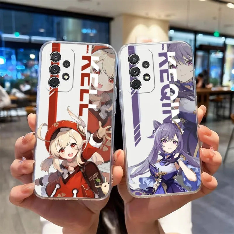 

Чехол для телефона Genshin Impact мультяшный для Samsung S30 S20 S23 S22 S10E S10 20Fe Note 20 10 Pro Plus Ultra A12 A42 A71 A91