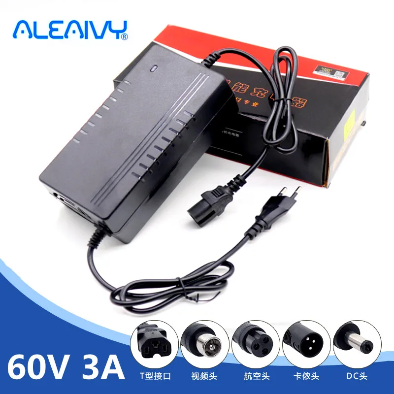 

Комплект литиевых батарей Aleaivy, 60 В, 3 А, 18650, зарядное устройство 16S tring, постоянный ток, постоянное напряжение 67,2 в, полимерное зарядное устрой...