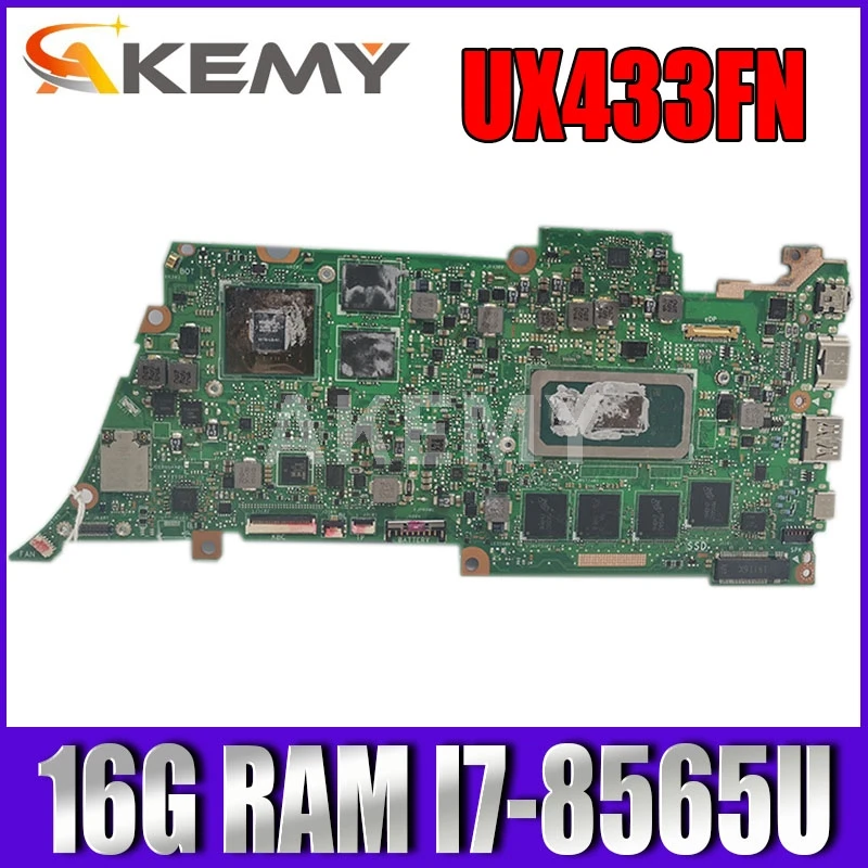 

Материнская плата UX433FN для ноутбука ASUS UX433FN UX433F UX433, материнская плата UX433FN, протестированная материнская плата W/ 16G/I7-8565U (V2G-GPU)