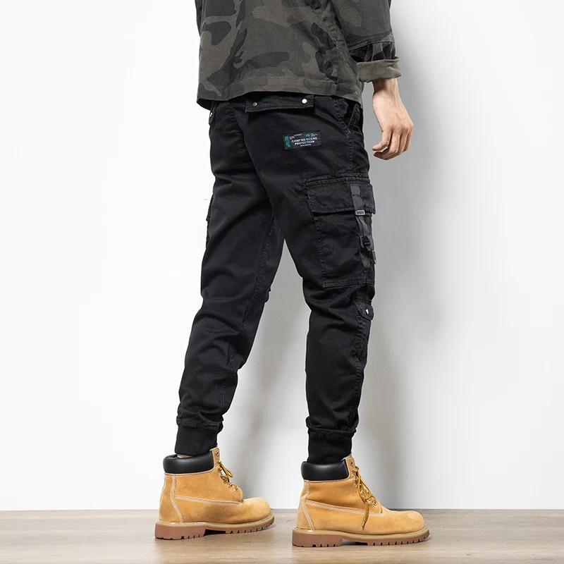 Модные Дизайнерские мужские джинсы повседневные брюки-карго с несколькими