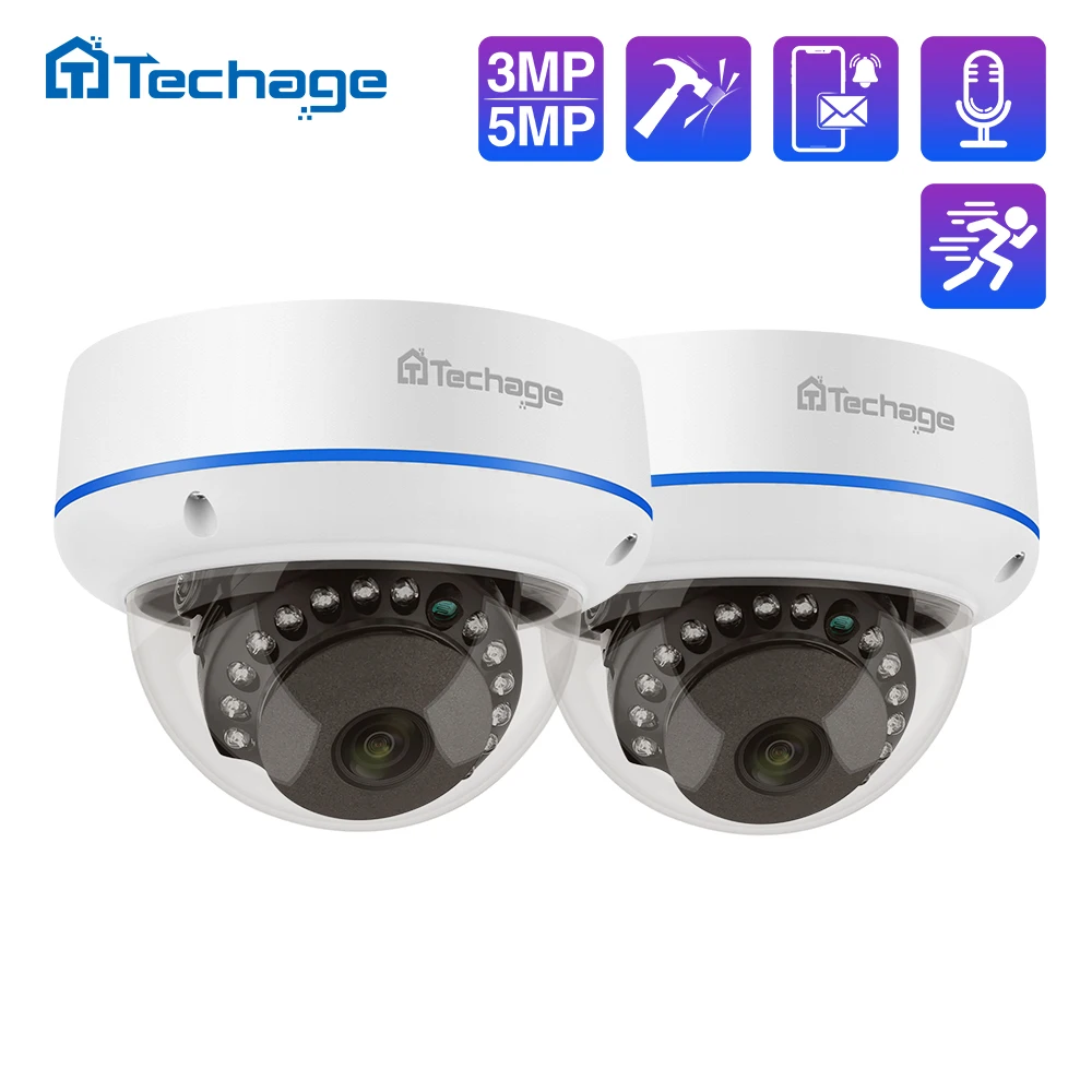 Купольная IP-камера Techage 1080P 3 Мп 4 МП 5 48 В POE антивандальная IPC P2P |