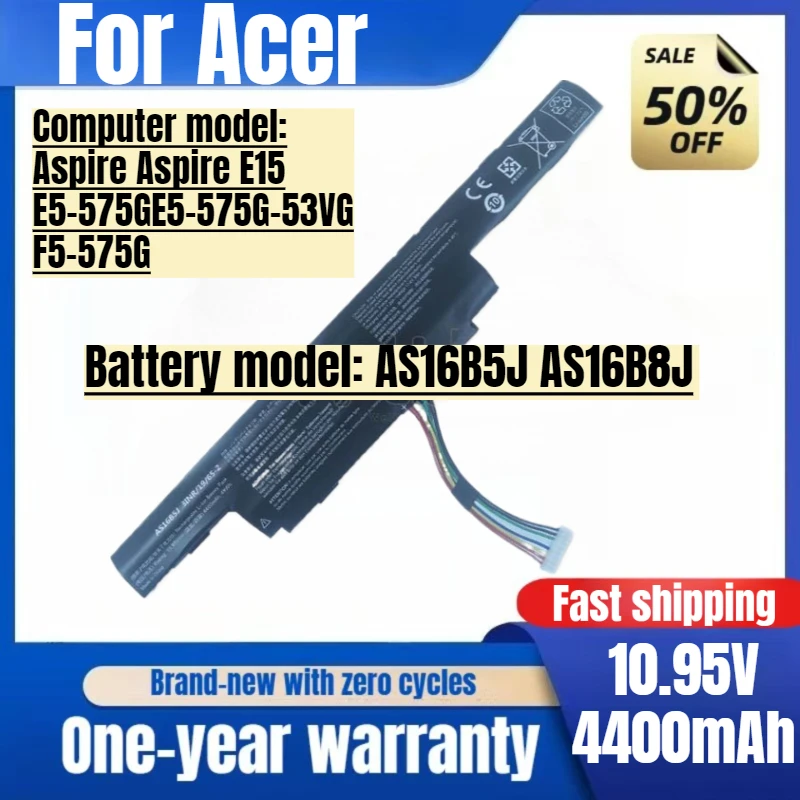 Фото AS16B5J AS16B8JX для Acer Aspire Aspire E15 E5-575GE5-575G-53VG F5-575G Аккумулятор для ноутбука Сменный аккумулятор большой емкости №1